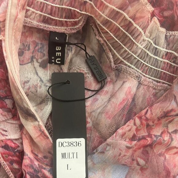 Beulah Style Floral Print Ruffle Tiered Long Sleeve Dress Size Large NWT - Picture 10 of 15